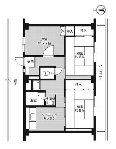 ビレッジハウス駅家2号棟の物件間取画像