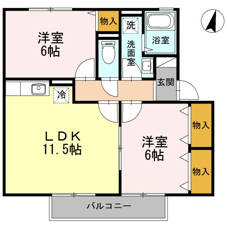 シェンヌ A棟の物件間取画像