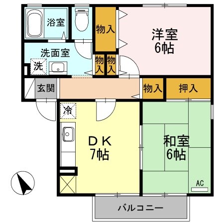 ハイカムール槙ノ原 A棟の物件間取画像