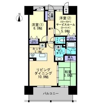 アルファステイツ福山駅前IIの物件間取画像