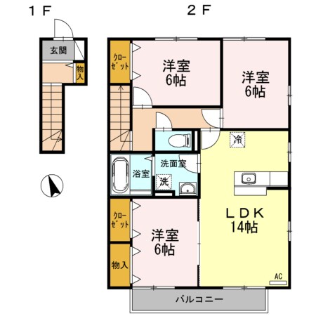 ひだまり館 Aの物件間取画像