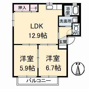 オレンジコート・フジA棟の物件間取画像