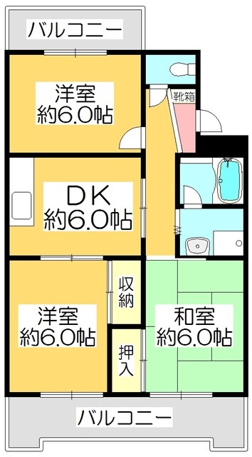 古高松南駅 徒歩5分 4階の物件間取画像