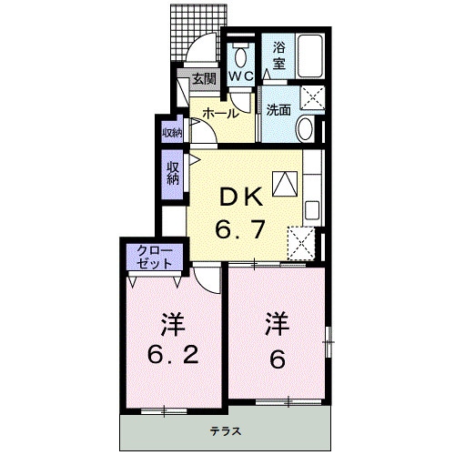 高松駅 バス25分  八幡バス停下車：停歩7分 1階の物件間取画像