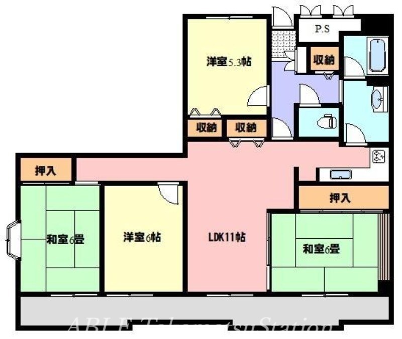 伏石駅 徒歩17分 4階の物件間取画像