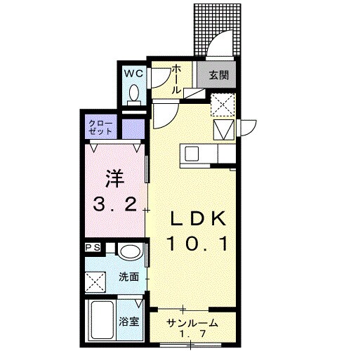 潟元駅 徒歩6分 1階の物件間取画像