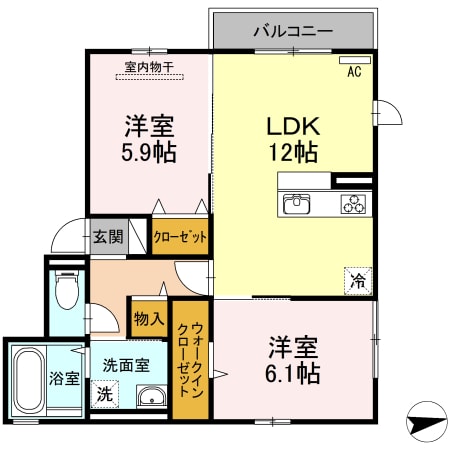 伏石駅 徒歩23分 2階の物件間取画像