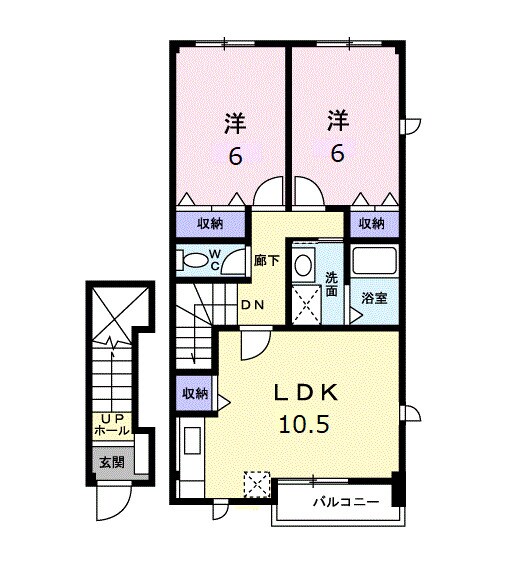 鬼無駅 徒歩30分 2階の物件間取画像