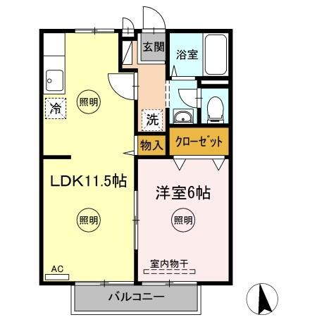 林道駅 徒歩9分 1階の物件間取画像