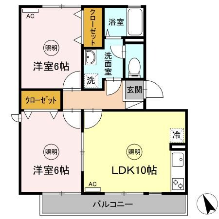 グランツ松島Bの物件間取画像