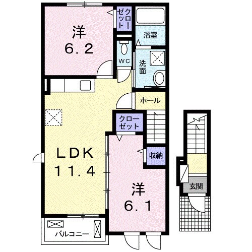 栗熊駅 バス16分  堂の元下車：停歩4分 2階の物件間取画像