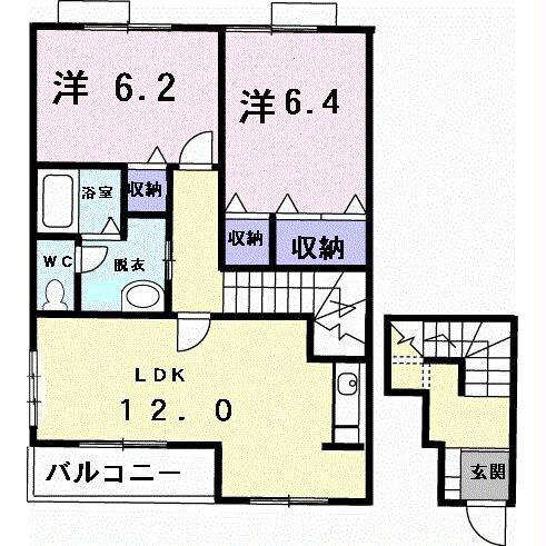 ソレアードB　201号室の物件間取画像