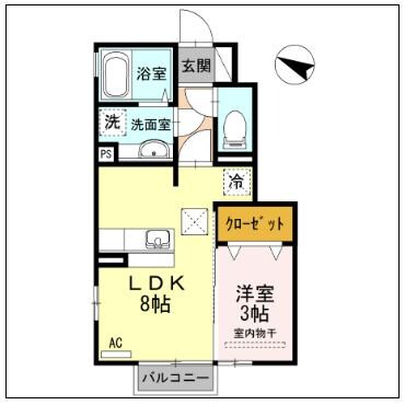 サニーフラット大道北　Aの物件間取画像