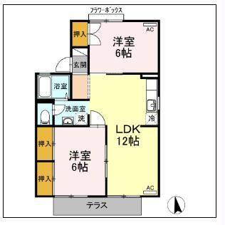 ハイツ御城　Bの物件間取画像
