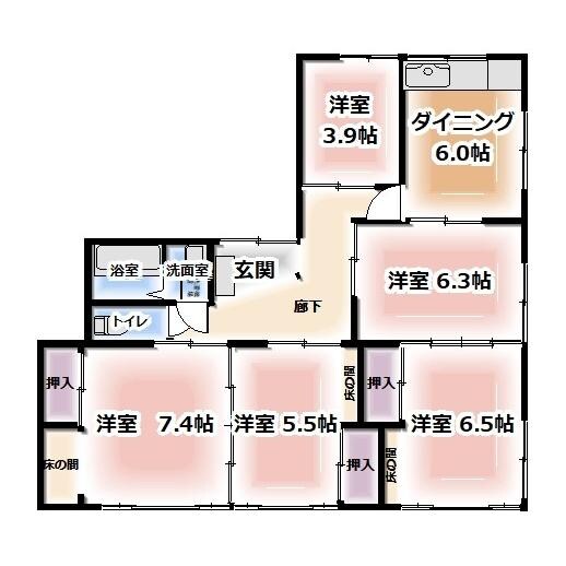 上野原貸家の物件間取画像