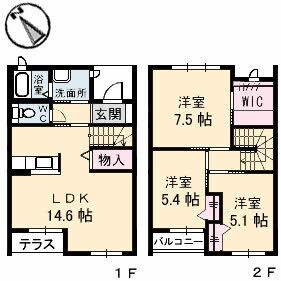 ユイメゾン太田　Ｂ棟の物件間取画像