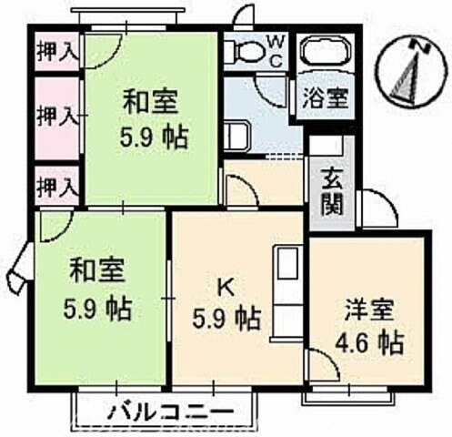 屋島フレグランス　Ａ棟の物件間取画像