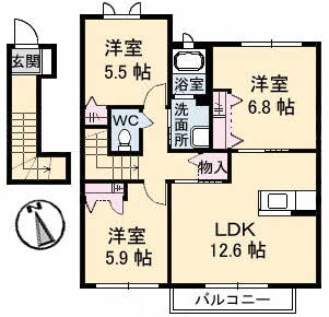 セントラル ヴィラッジュ B棟の物件間取画像