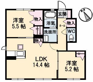 シャーメゾン空港通りB棟の物件間取画像