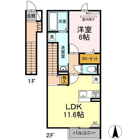 Ｄ-ｒｏｏｍ沖Ⅱの物件間取画像