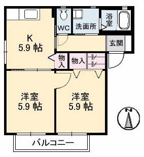 サンハイツ　Ｄ棟の物件間取画像