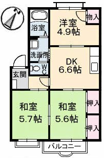 サンライン川入　Ａ棟の物件間取画像