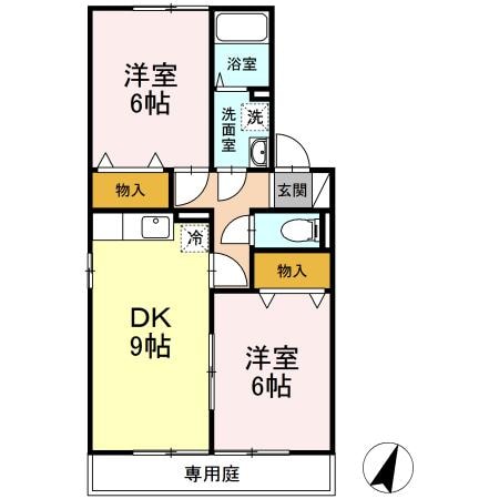 ハッピーライフ北畝　Ａ棟の物件間取画像