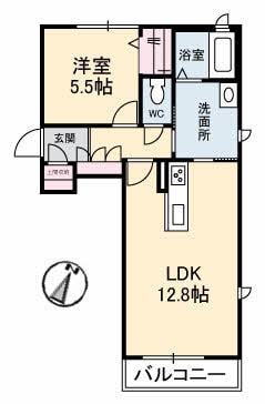 シャーメゾンタウン西阿知駅前　Ａ棟の物件間取画像