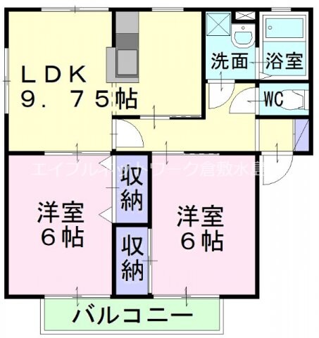 リバーサイド早島Bの物件間取画像