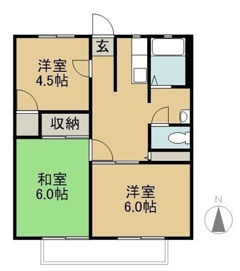 城之内マンションBの物件間取画像