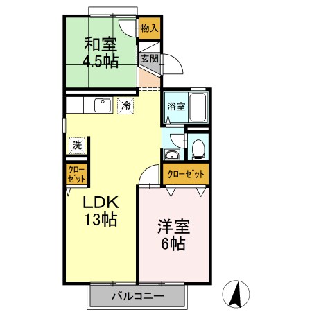 セジュール大高　Ｂ棟の物件間取画像