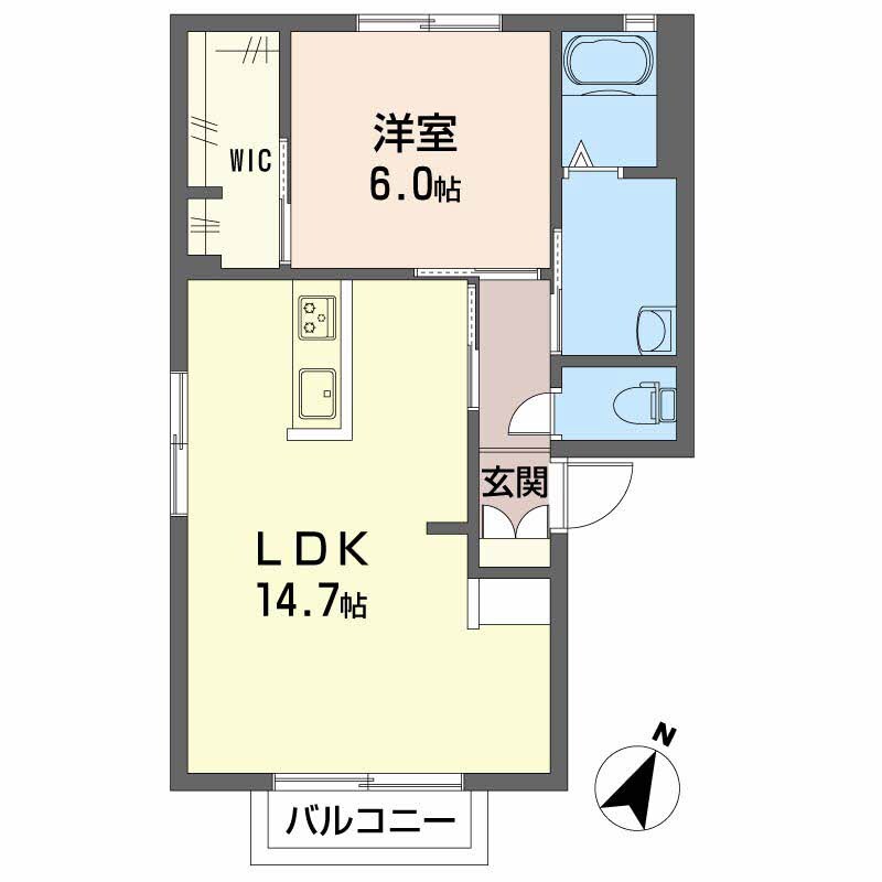 東総社駅 徒歩16分 1階の物件間取画像