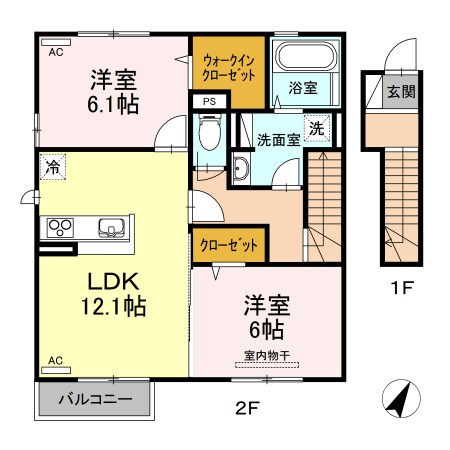 西阿知駅 徒歩9分 2階の物件間取画像