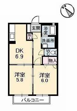 西阿知駅 徒歩3分 2階の物件間取画像