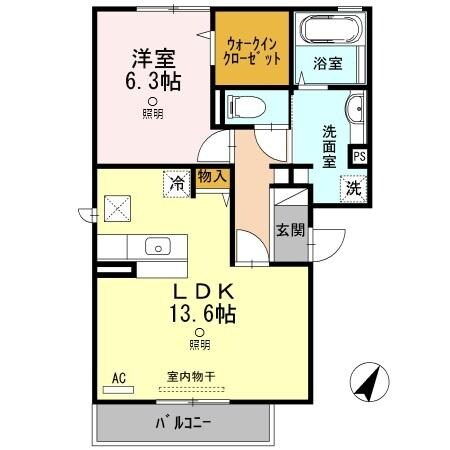 弥生駅 徒歩16分 1階の物件間取画像