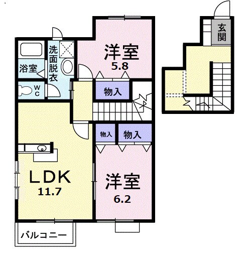 金光駅 徒歩10分 2階の物件間取画像