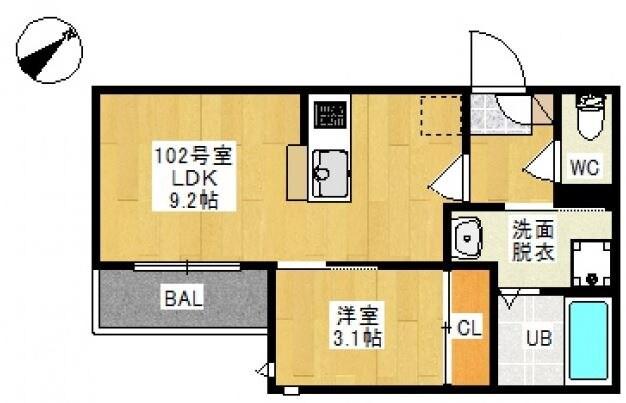 球場前駅 徒歩22分 1階の物件間取画像