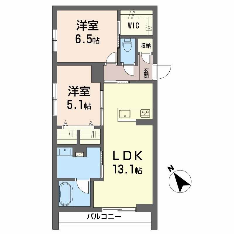 グリナージュ片島Ｂ棟の物件間取画像