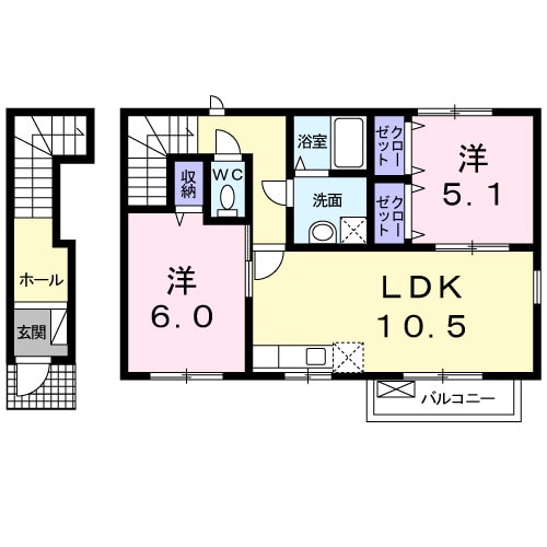 総社駅 バス30分  郵便局下車：停歩2分 2階の物件間取画像