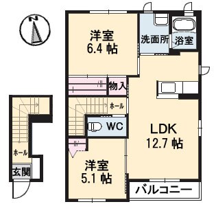 球場前駅 徒歩15分 2階の物件間取画像