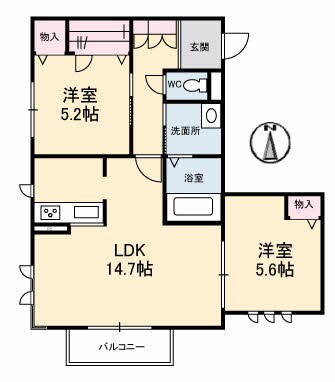 クラニアガーデン川入の物件間取画像