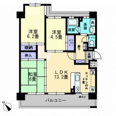 新倉敷駅 徒歩7分 7階の物件間取画像