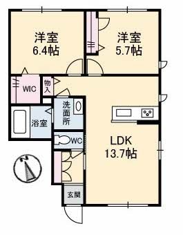 倉敷駅 徒歩16分 1階の物件間取画像