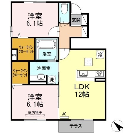 西阿知駅 徒歩5分 1階の物件間取画像