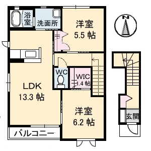 西富井駅 徒歩8分 2階の物件間取画像