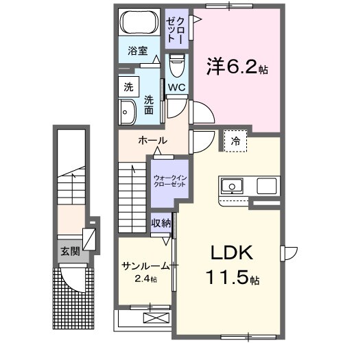 新倉敷駅 徒歩44分 2階の物件間取画像