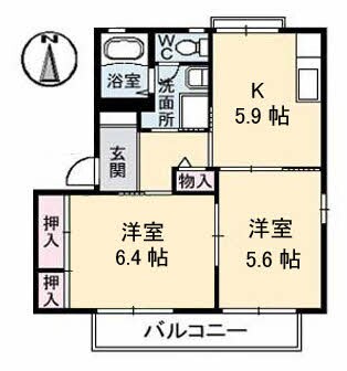 東総社駅 徒歩5分 2階の物件間取画像