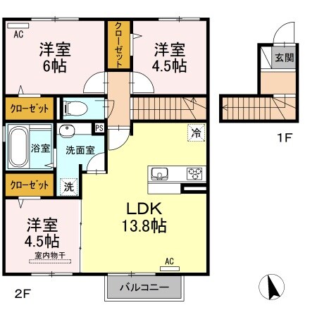 新倉敷駅 徒歩49分 2階の物件間取画像