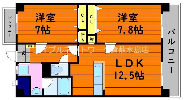 常盤駅 徒歩17分 4階の物件間取画像