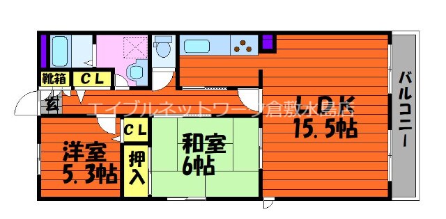 倉敷駅 徒歩20分 1階の物件間取画像